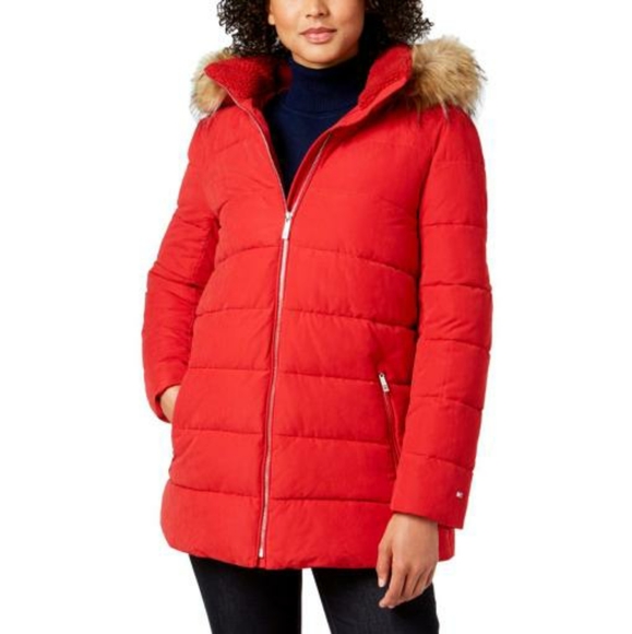 tommy hilfiger long quilted down coat